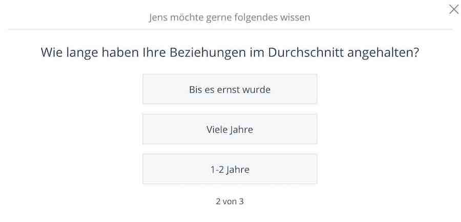 Esempio di domanda di flirt su Zusammen.de